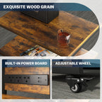 Stand Record Player 4-Tier Wooden Shelves with Power