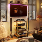 Stand Record Player 4-Tier Wooden Shelves with Power