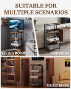 Stand with Storage Shelf 4-Tier Record Player Av