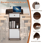 Stand with Wheels Portable Lectern Mobile Wooden Pulpit