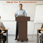Stand with Wheels Portable Lectern Mobile Wooden Pulpit