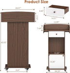 Stand with Wheels Portable Lectern Mobile Wooden Pulpit