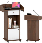 Stand with Wheels Portable Lectern Mobile Wooden Pulpit