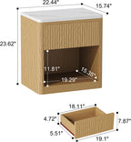 Stand Wood Fluted Nightstand 22" Large Bedside Table
