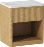 Stand Wood Fluted Nightstand 22" Large Bedside Table