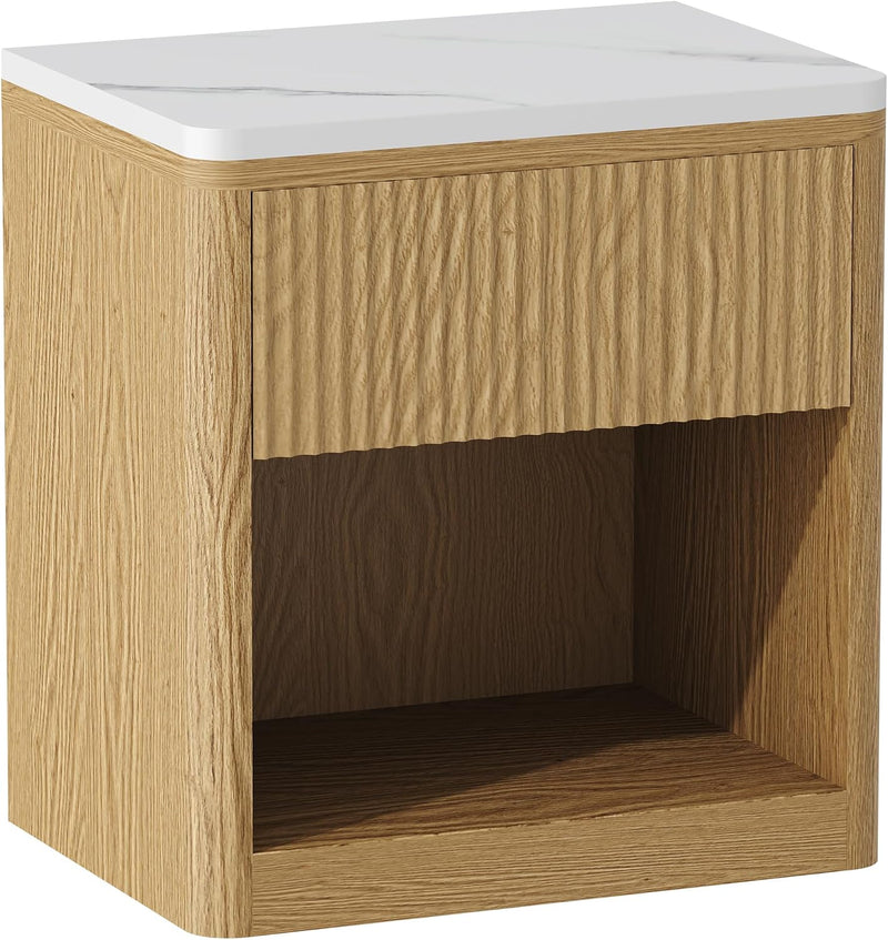 Stand Wood Fluted Nightstand 22" Large Bedside Table