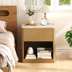 Stand Wood Fluted Nightstand 22" Large Bedside Table