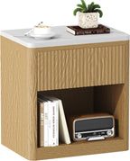 Stand Wood Fluted Nightstand 22" Large Bedside Table