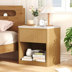 Stand Wood Fluted Nightstand 22" Large Bedside Table