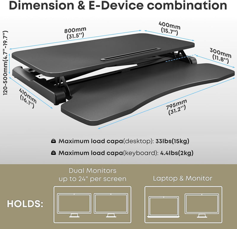 Standing Desk Converter 36 Inch Height Adjustable Sit