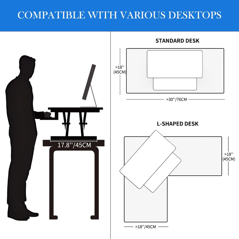 Height Adjustable Standing Desk Converter 12.5- Quick