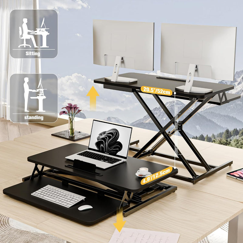 Height Adjustable Standing Desk Converter 12.5- Quick
