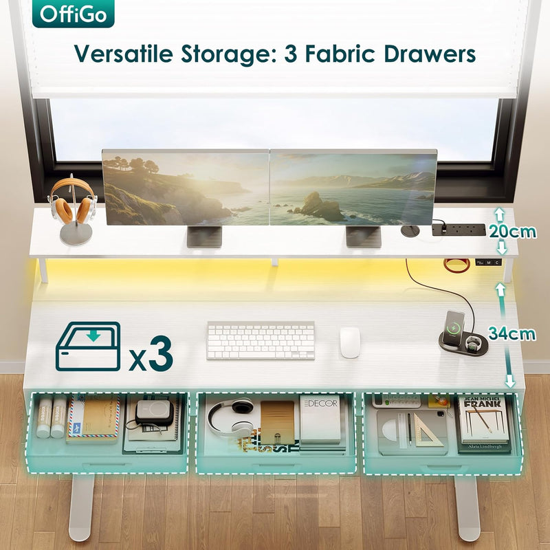Standing Desk with 3 Storage Drawers 120CM Height
