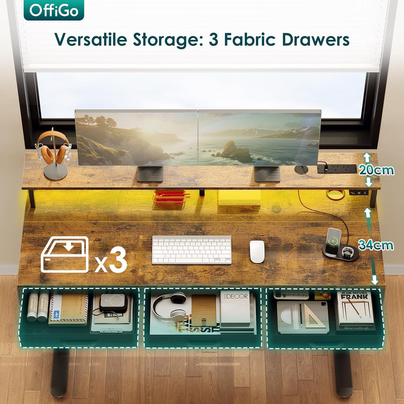 Standing Desk with 3 Storage Drawers 120CM Height