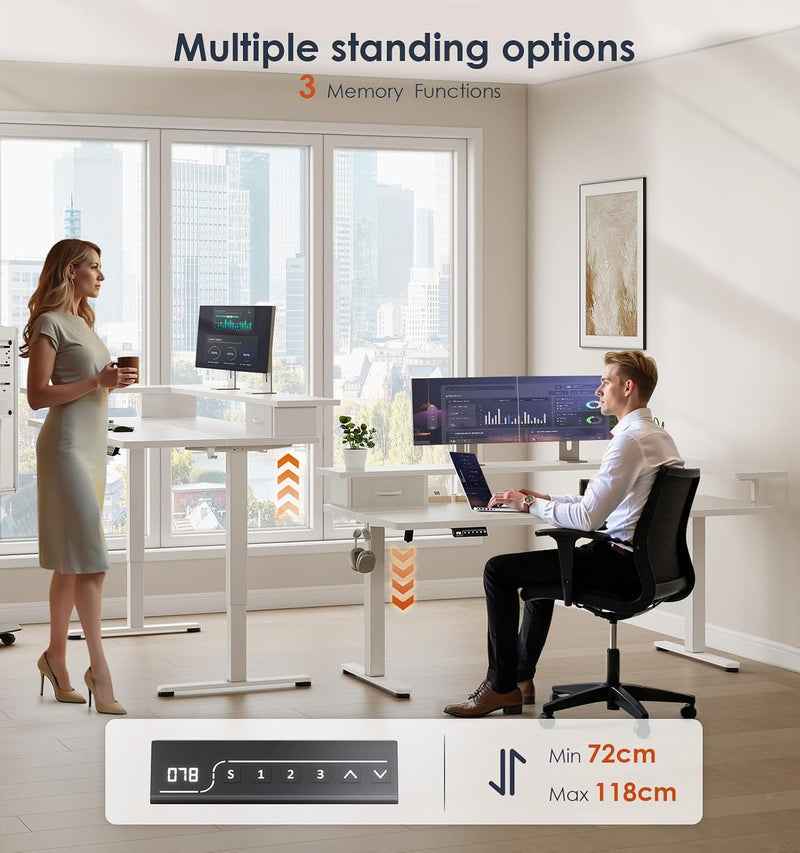 Standing Desk with Drawers Monitor Stand USB Port