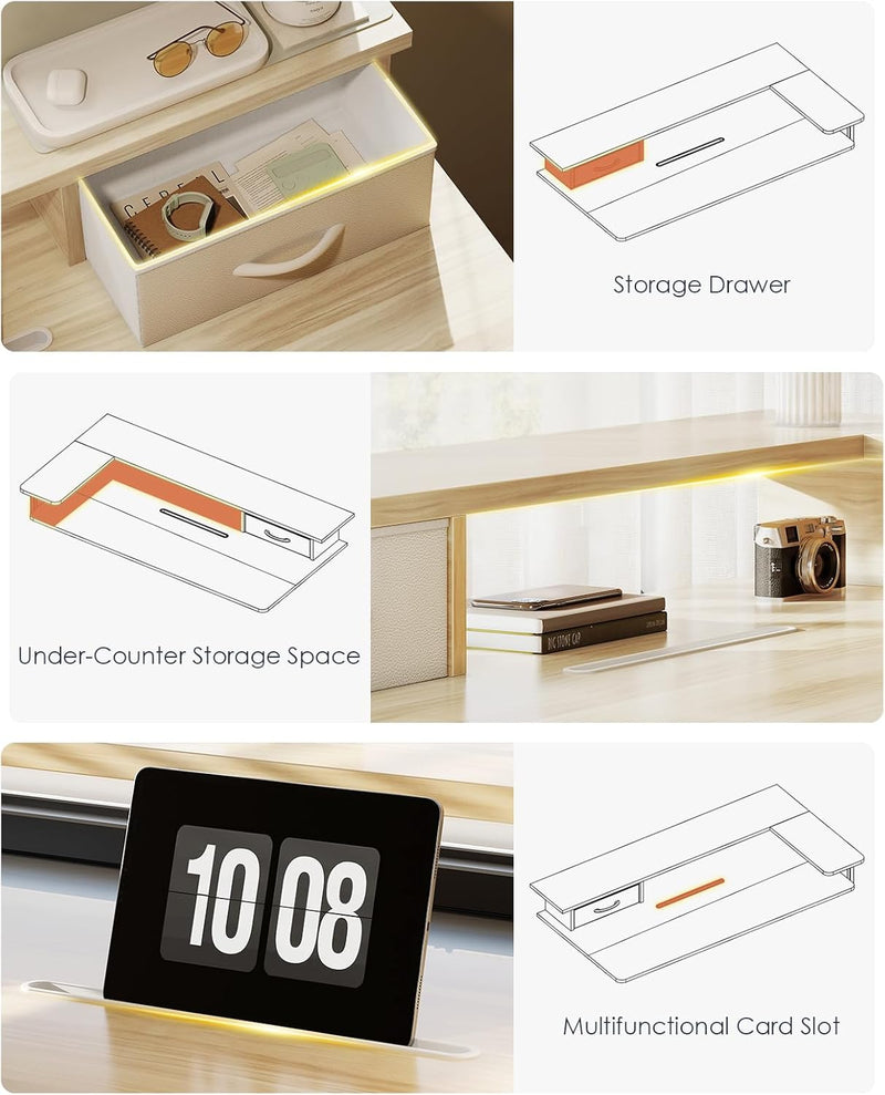 Standing Desk with Drawers Monitor Stand USB Port