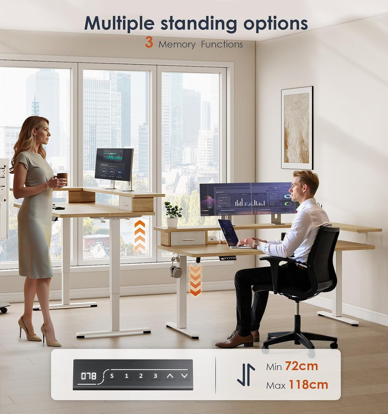 Standing Desk with Drawers Monitor Stand USB Port