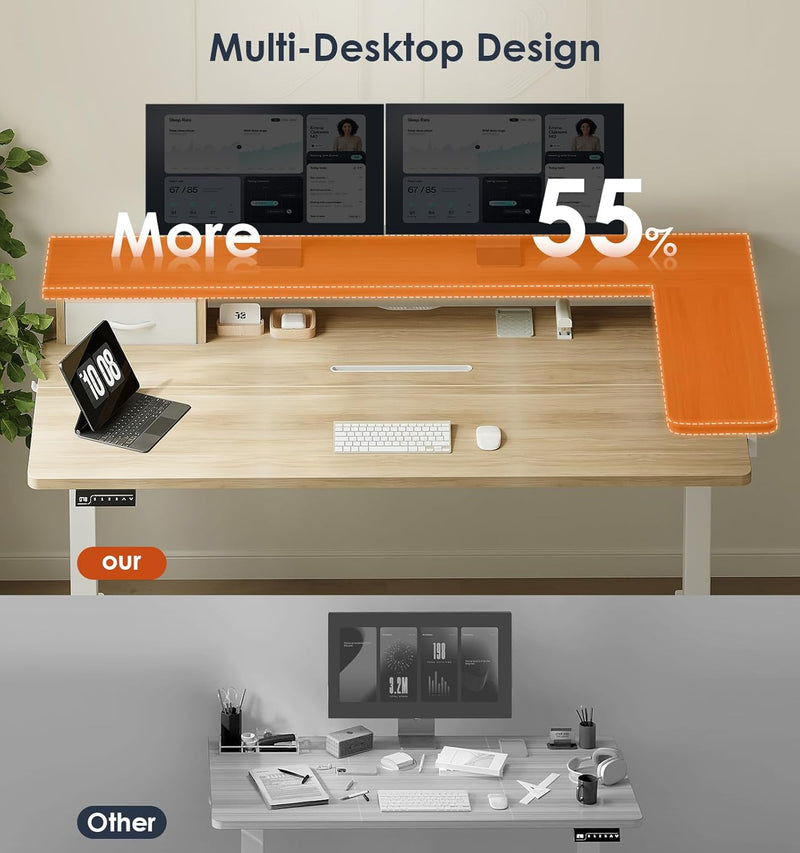 Standing Desk with Drawers Monitor Stand USB Port