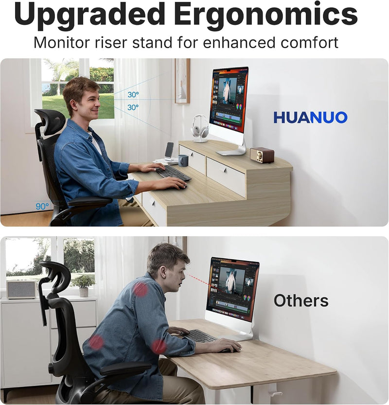 Standing Desk with Drawers Natural C-Clamp