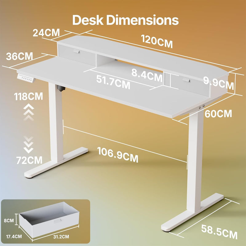 Standing Desk with Fabric Drawers