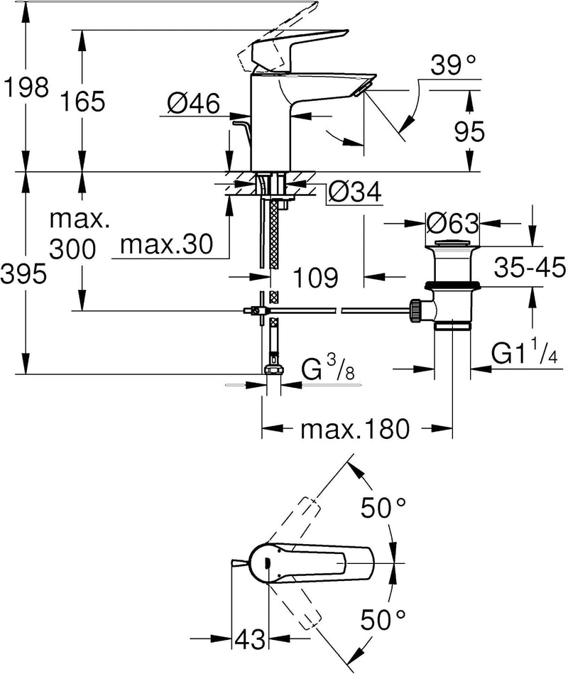Start Quickfix Basin Mixer Tap with Pop-Up Waste
