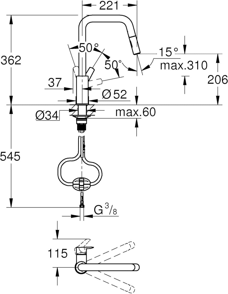 Start Quickfix Pull-Out Dual Spray Kitchen Sink Mixer