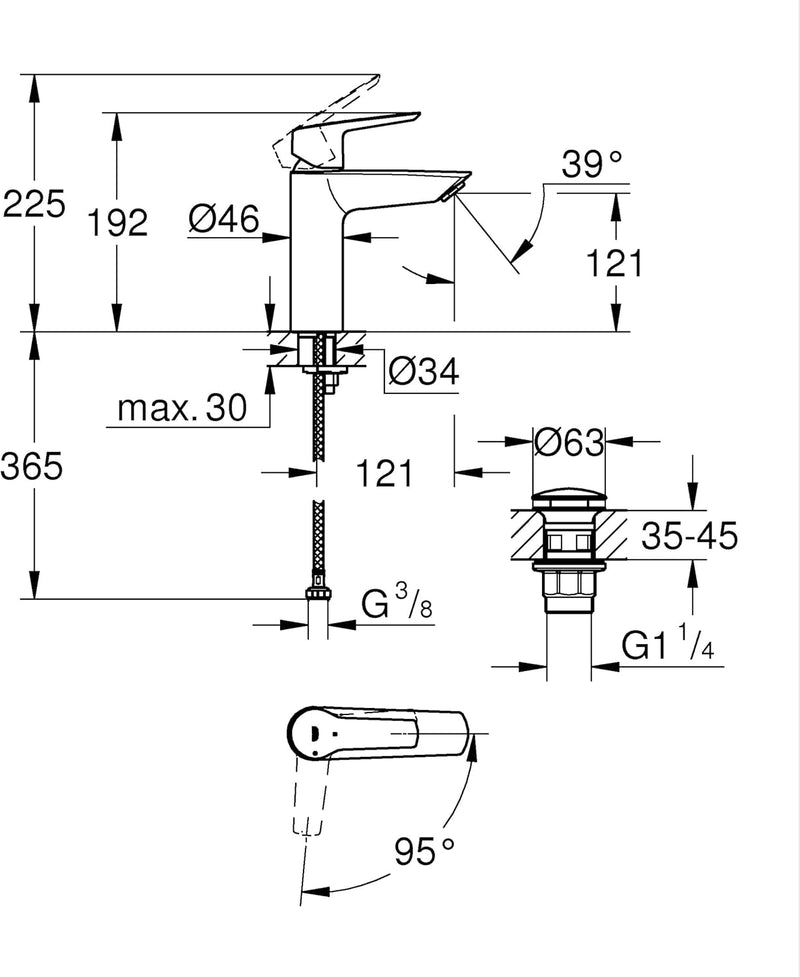 Start Single-Lever Washbasin Mixer S-Size Energy-Saving