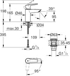 Start Smooth Body Basin Mixer Tap with Push-Open
