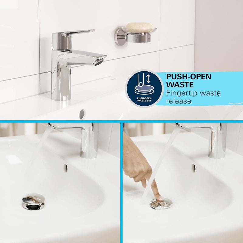 Start Smooth Body Basin Mixer Tap with Push-Open