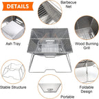 Steel Fire Pit Foldable Bbq Grill Rack Portable