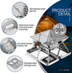 Steel Fire Pit Foldable Bbq Grill Rack Portable