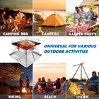 Steel Fire Pit Foldable Bbq Grill Rack Portable