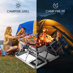 Steel Fire Pit Foldable Bbq Grill Rack Portable