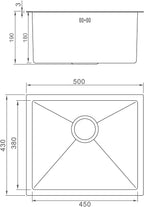 Steel Kitchen Sink 50 X 43CM Undermount Drop