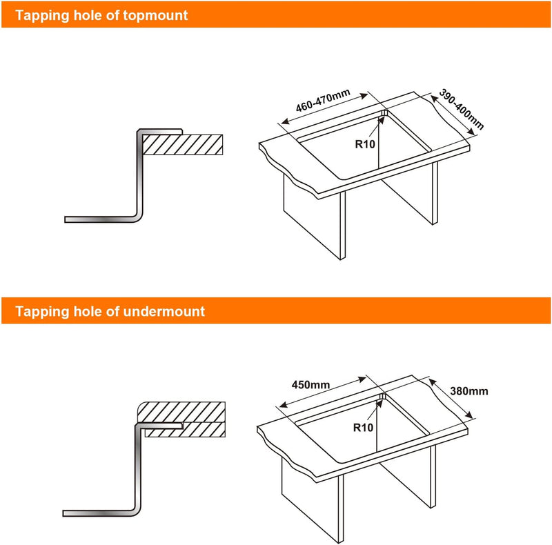 Steel Kitchen Sink 50 X 43CM Undermount Drop