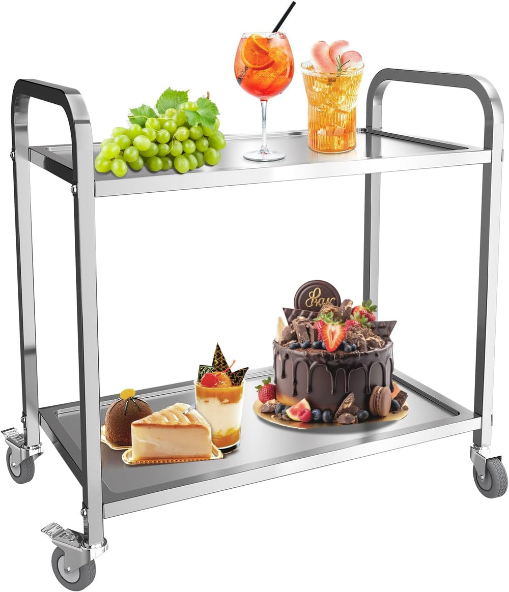 Steel Kitchen Trolley 2 Tier Utility Service Cart
