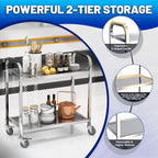 Steel Kitchen Trolley 2 Tier Utility Service Cart