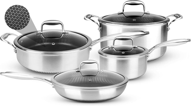 Steel Pan Set 7-Piece Frying Saucepan Non Stick