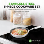Steel Pan Set 7-Piece Frying Saucepan Non Stick