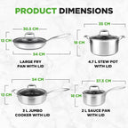 Steel Pan Set 7-Piece Frying Saucepan Non Stick