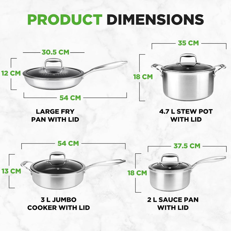 Steel Pan Set 7-Piece Frying Saucepan Non Stick