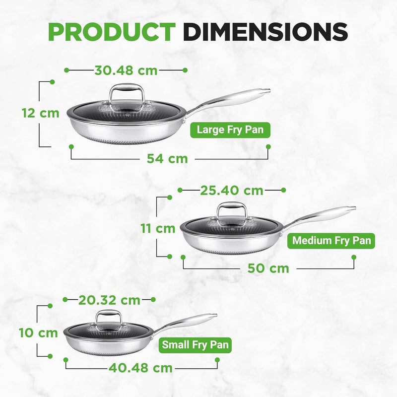 Steel Pan Set 7-Piece Frying Saucepan Non Stick