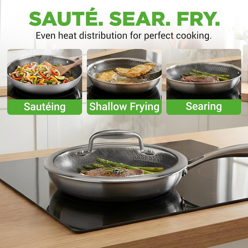 Steel Pan Set 7-Piece Frying Saucepan Non Stick