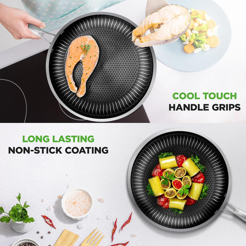 Steel Pan Set 7-Piece Frying Saucepan Non Stick