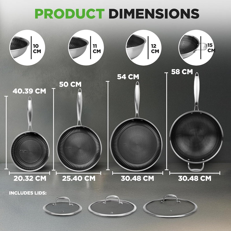 Steel Pan Set 7-Piece Frying Saucepan Non Stick