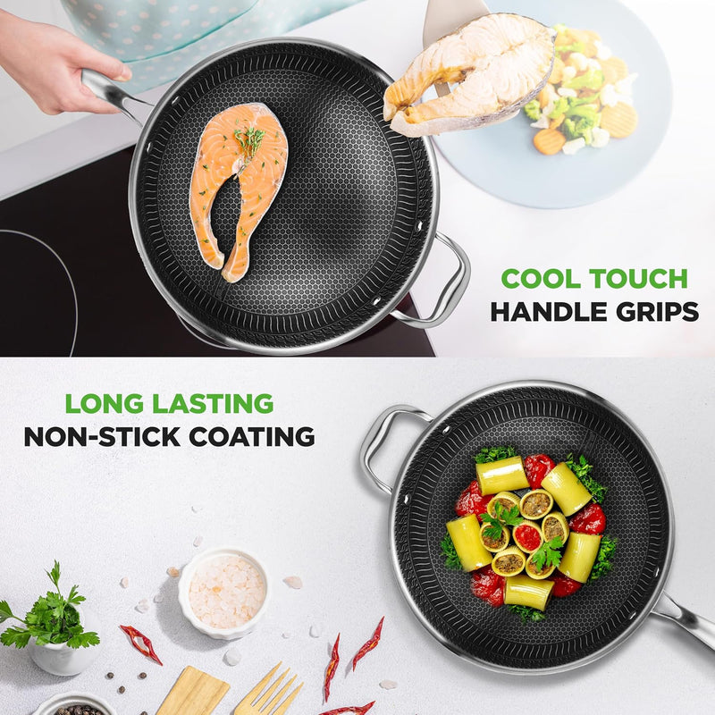 Steel Pan Set 7-Piece Frying Saucepan Non Stick