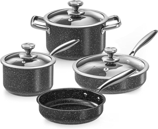 Steel Pots and Pans Set 7-Piece Induction Hob