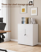 Steel Storage Cabinet 3-Tier Lockable with Adjustable Shelves