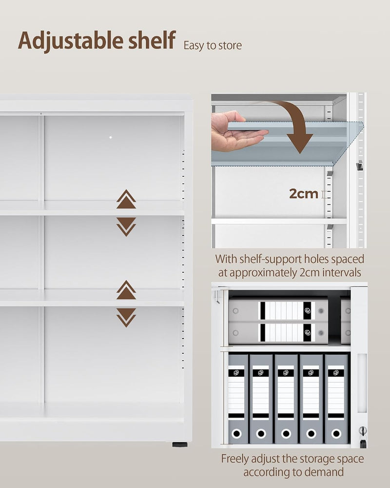 Steel Storage Cabinet 3-Tier Lockable with Adjustable Shelves