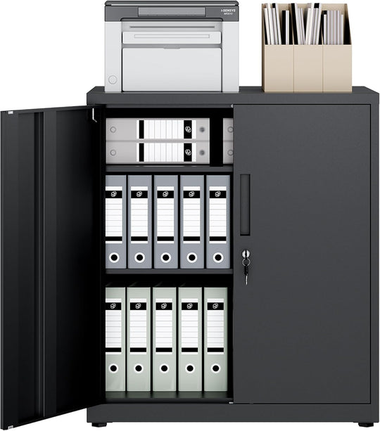 Steel Storage Cabinet 3-Tier Lockable with Adjustable Shelves